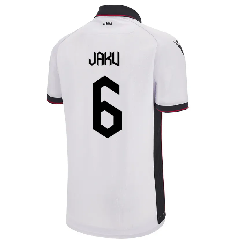 Danxen Uomo Maglia Albania Jordi Jaku #6 Bianco Kit Gara Away 24-26 Maglietta