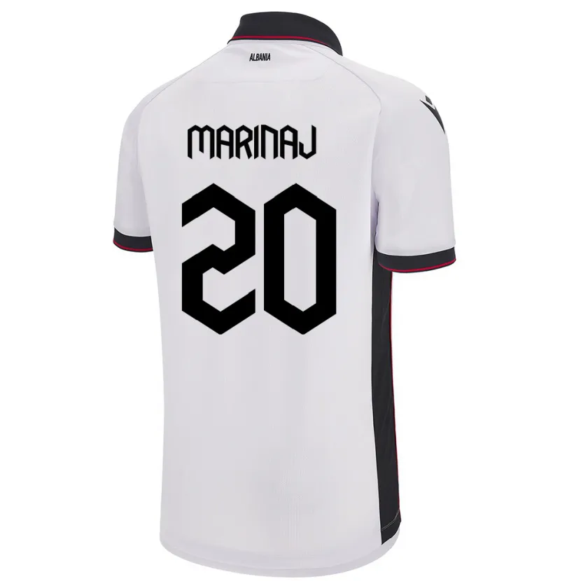 Danxen Uomo Maglia Albania Kledi Marinaj #20 Bianco Kit Gara Away 24-26 Maglietta