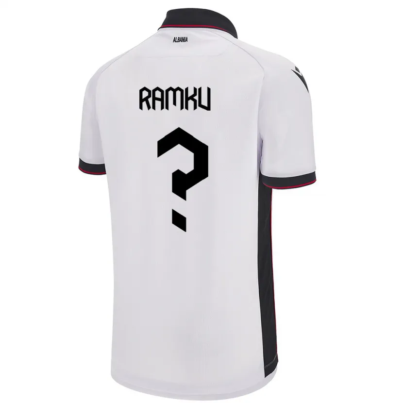 Danxen Uomo Maglia Albania Alex Ramku #0 Bianco Kit Gara Away 24-26 Maglietta