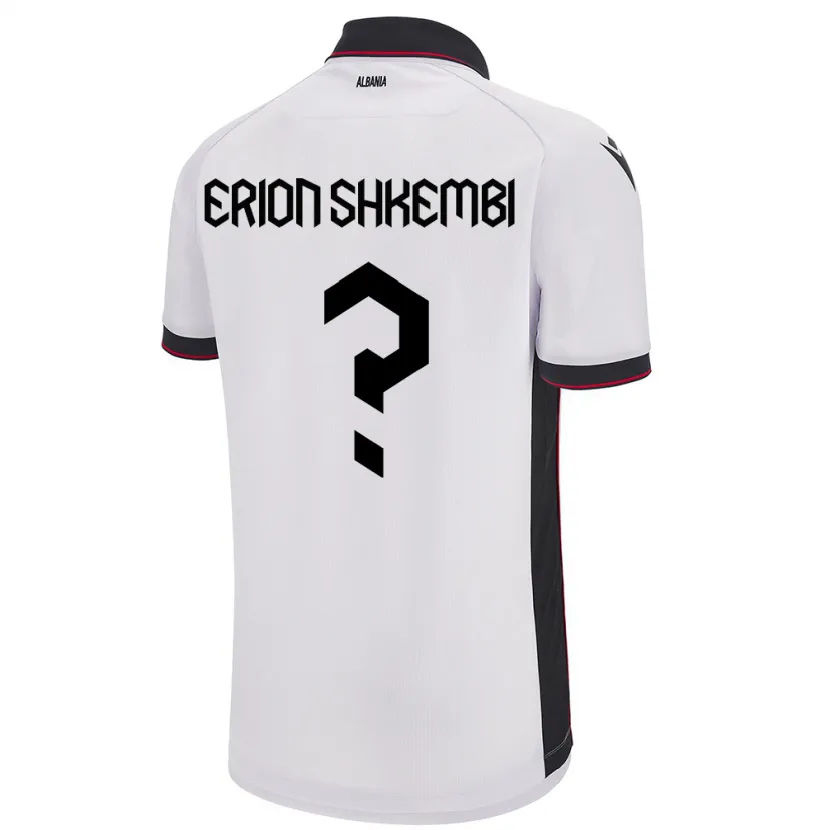 Danxen Uomo Maglia Albania Erion Shkembi #0 Bianco Kit Gara Away 24-26 Maglietta