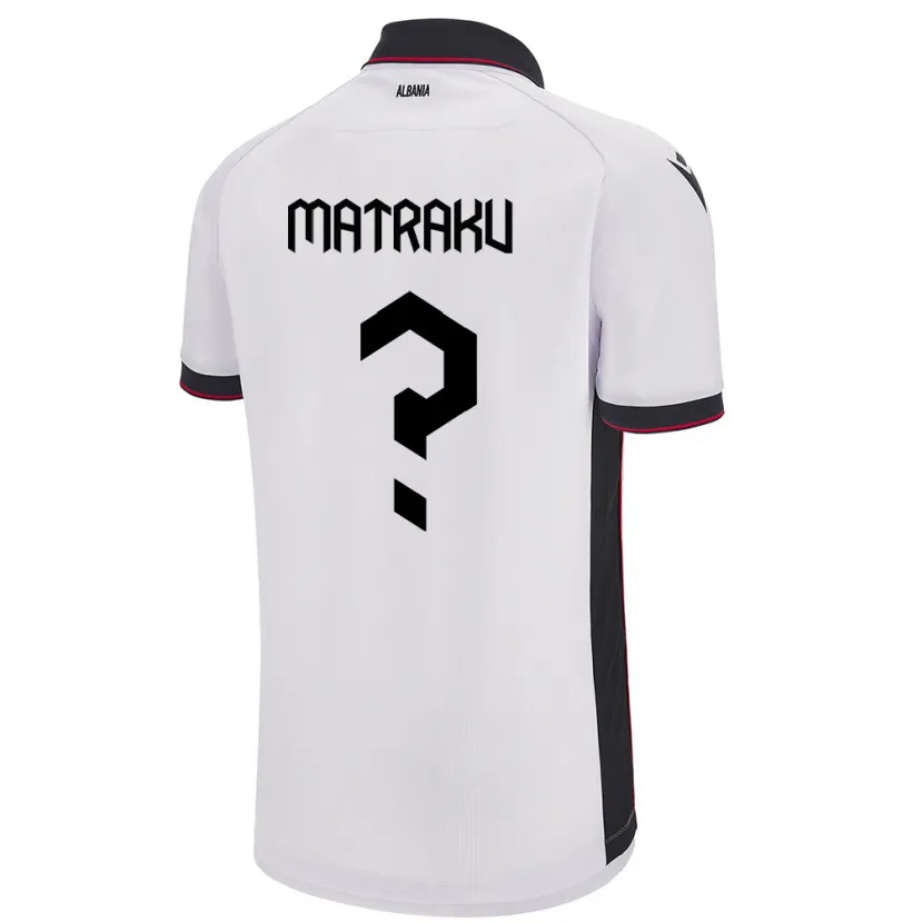 Danxen Uomo Maglia Albania Denis Matraku #0 Bianco Kit Gara Away 24-26 Maglietta