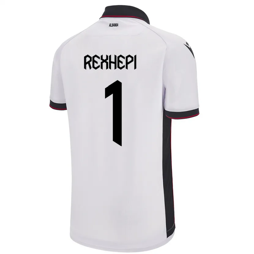 Danxen Uomo Maglia Albania Viona Rexhepi #1 Bianco Kit Gara Away 24-26 Maglietta