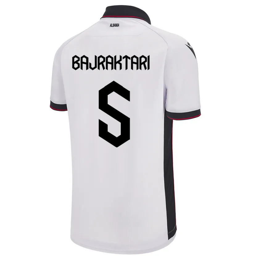 Danxen Uomo Maglia Albania Arbiona Bajraktari #5 Bianco Kit Gara Away 24-26 Maglietta