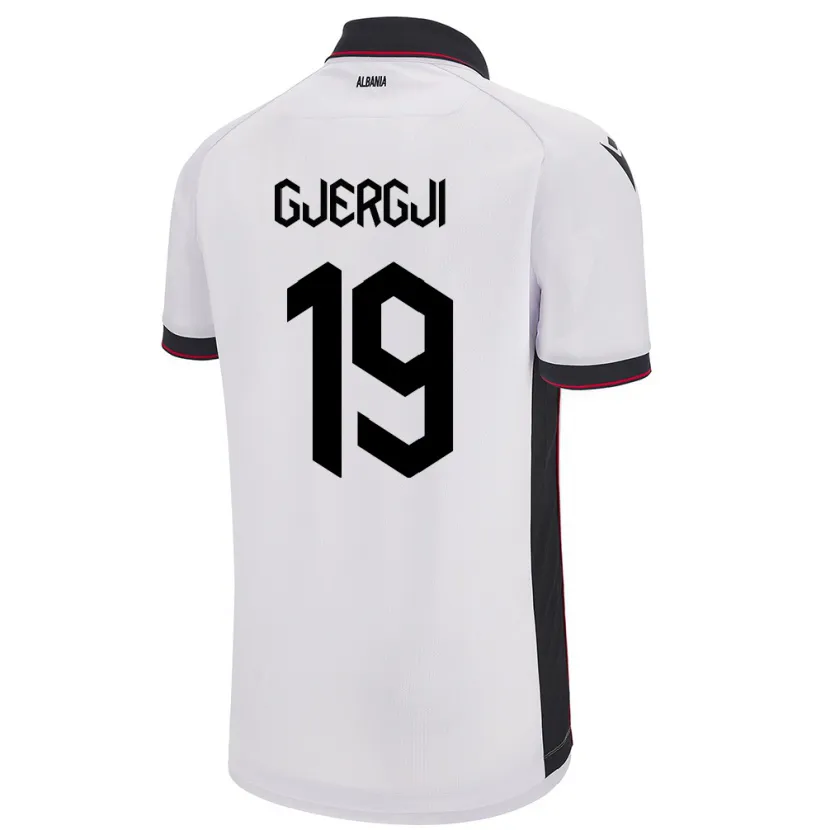 Danxen Uomo Maglia Albania Matilda Gjergji #19 Bianco Kit Gara Away 24-26 Maglietta