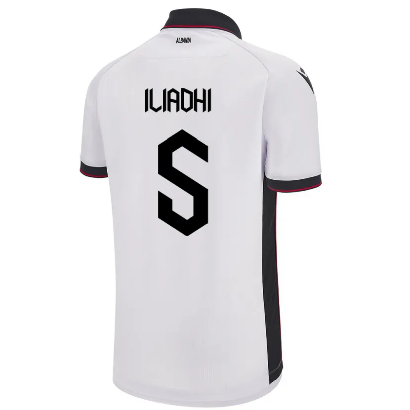 Danxen Uomo Maglia Albania Aglia Iliadhi #5 Bianco Kit Gara Away 24-26 Maglietta