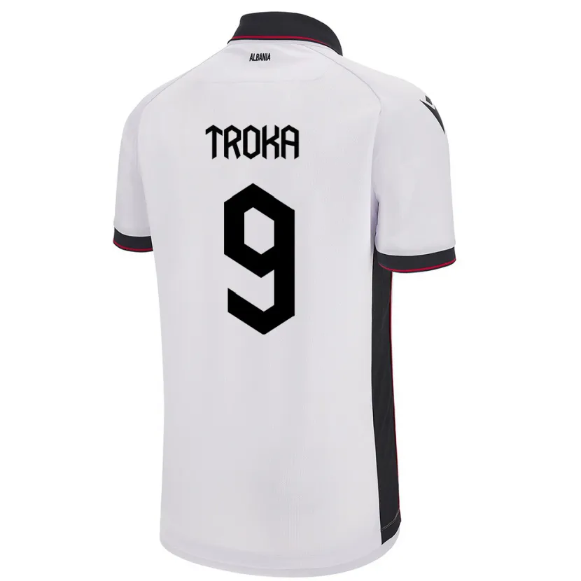 Danxen Uomo Maglia Albania Valentina Troka #9 Bianco Kit Gara Away 24-26 Maglietta