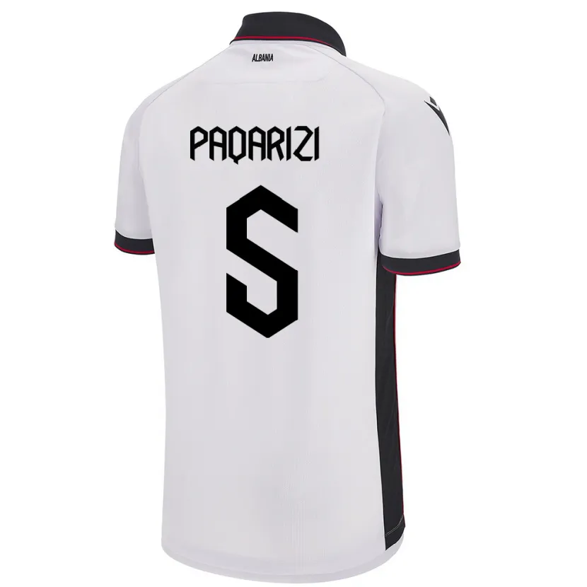 Danxen Uomo Maglia Albania Vesa Paqarizi #5 Bianco Kit Gara Away 24-26 Maglietta