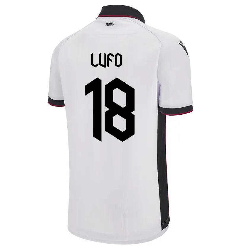 Danxen Uomo Maglia Albania Esi Lufo #18 Bianco Kit Gara Away 24-26 Maglietta