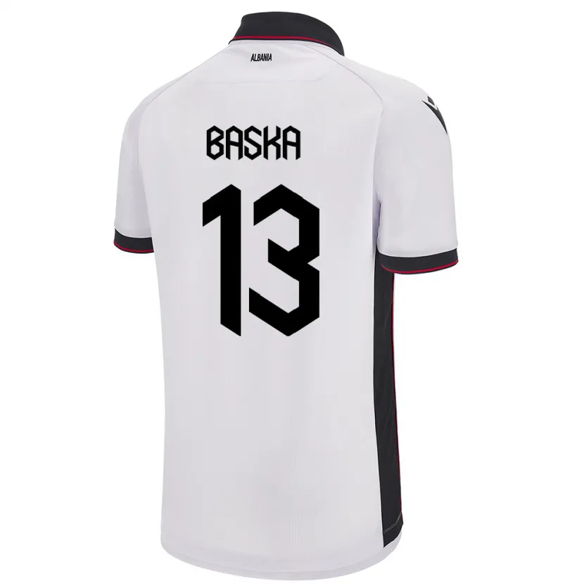 Danxen Uomo Maglia Albania Maria Baska #13 Bianco Kit Gara Away 24-26 Maglietta