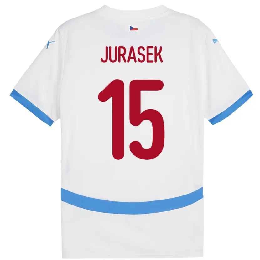 Danxen Uomo Maglia Cechia David Jurásek #15 Bianco Kit Gara Away 24-26 Maglietta
