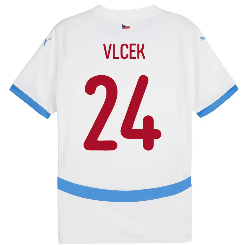 Danxen Uomo Maglia Cechia Tomas Vlcek #24 Bianco Kit Gara Away 24-26 Maglietta
