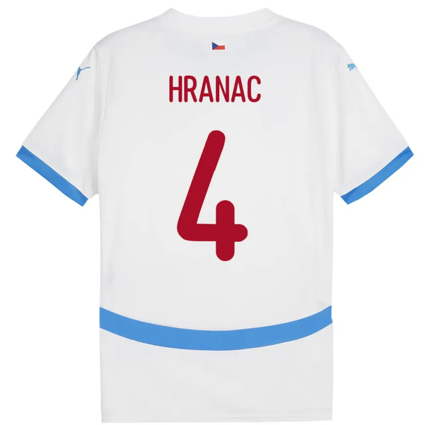 Danxen Uomo Maglia Cechia Robin Hranac #4 Bianco Kit Gara Away 24-26 Maglietta