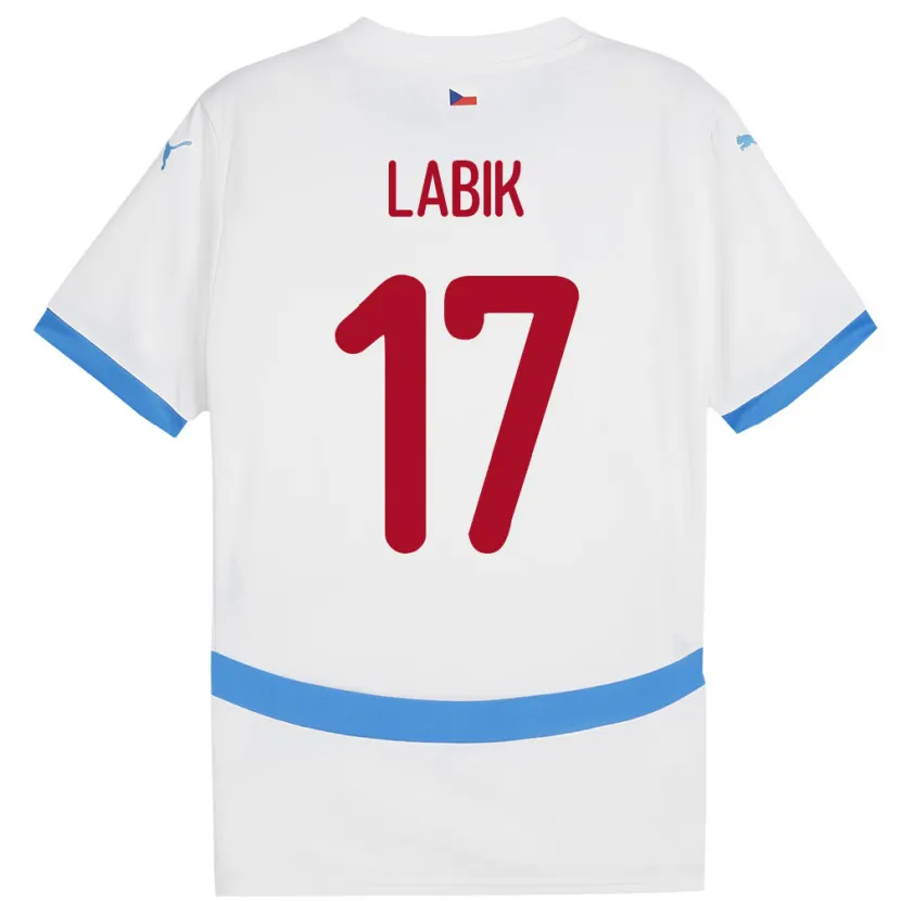 Danxen Uomo Maglia Cechia Albert Labik #17 Bianco Kit Gara Away 24-26 Maglietta