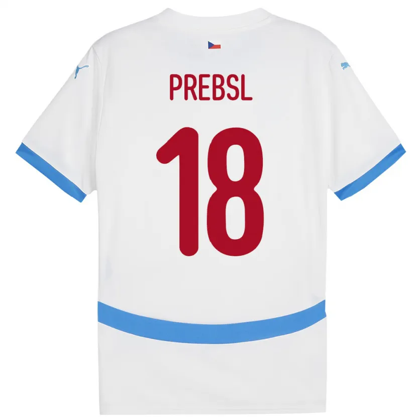 Danxen Uomo Maglia Cechia Filip Prebsl #18 Bianco Kit Gara Away 24-26 Maglietta
