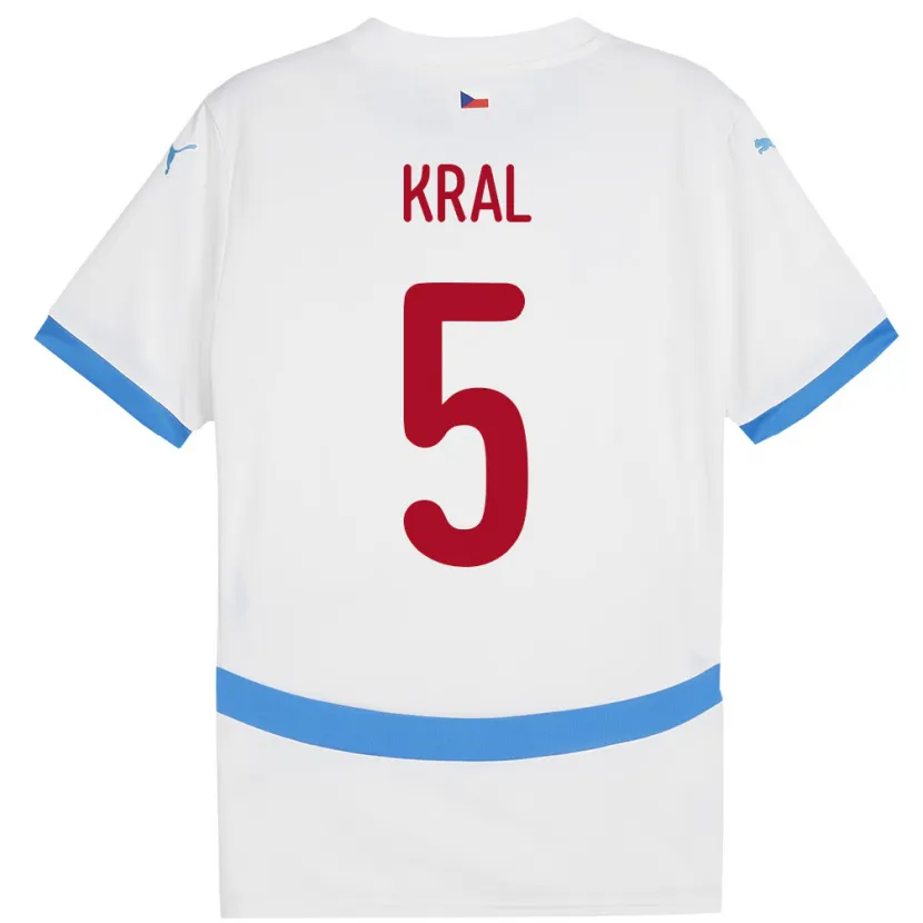 Danxen Uomo Maglia Cechia Tomas Kral #5 Bianco Kit Gara Away 24-26 Maglietta