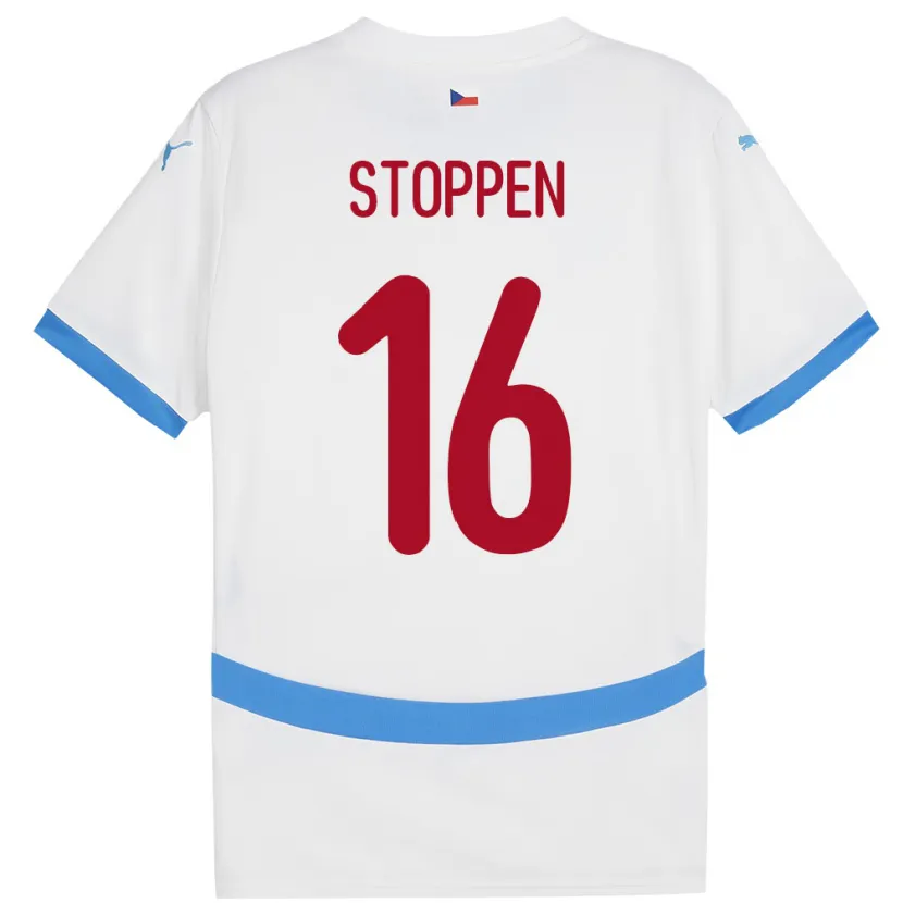 Danxen Uomo Maglia Cechia Tadeas Stoppen #16 Bianco Kit Gara Away 24-26 Maglietta
