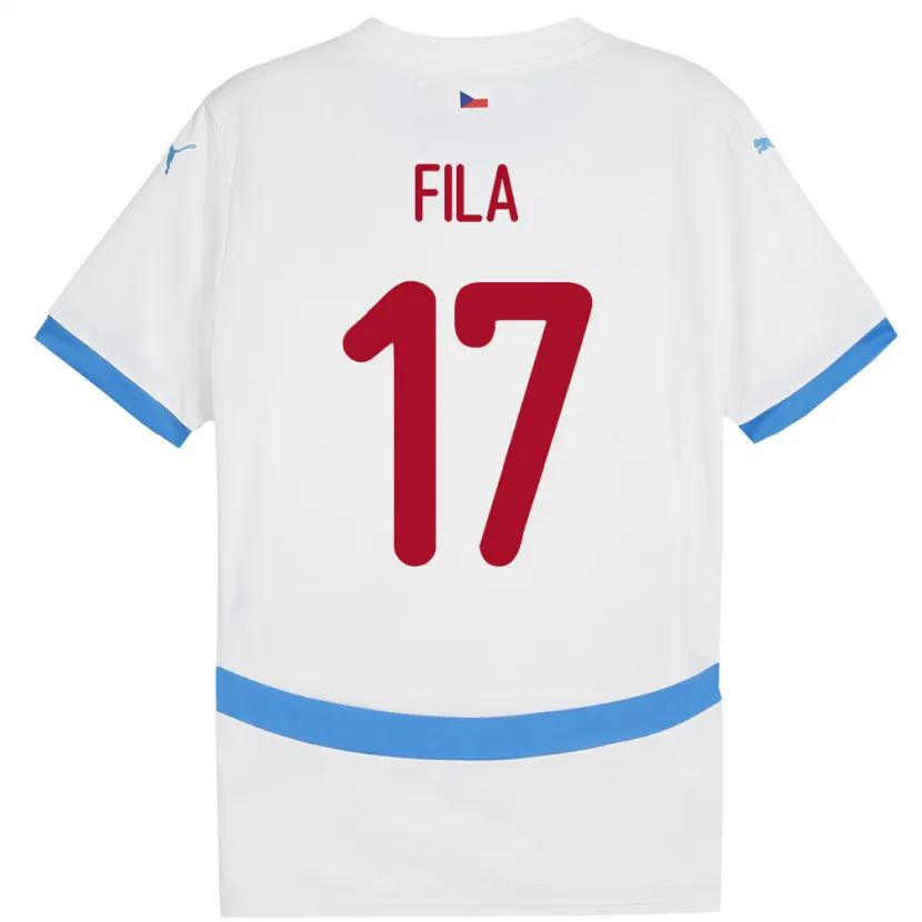 Danxen Uomo Maglia Cechia Lukas Fila #17 Bianco Kit Gara Away 24-26 Maglietta