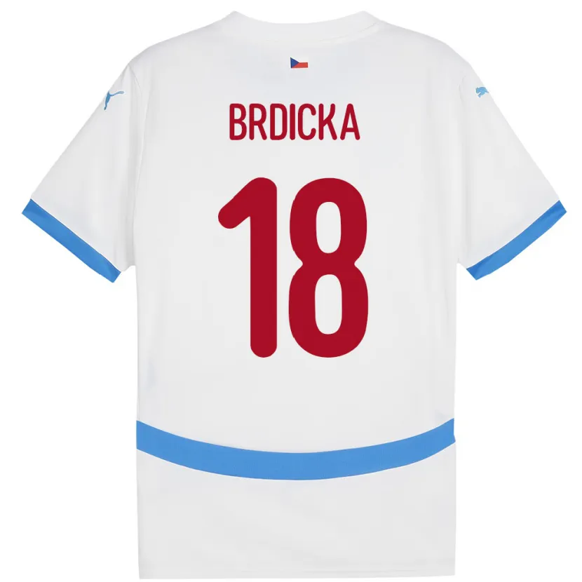 Danxen Uomo Maglia Cechia Filip Brdicka #18 Bianco Kit Gara Away 24-26 Maglietta