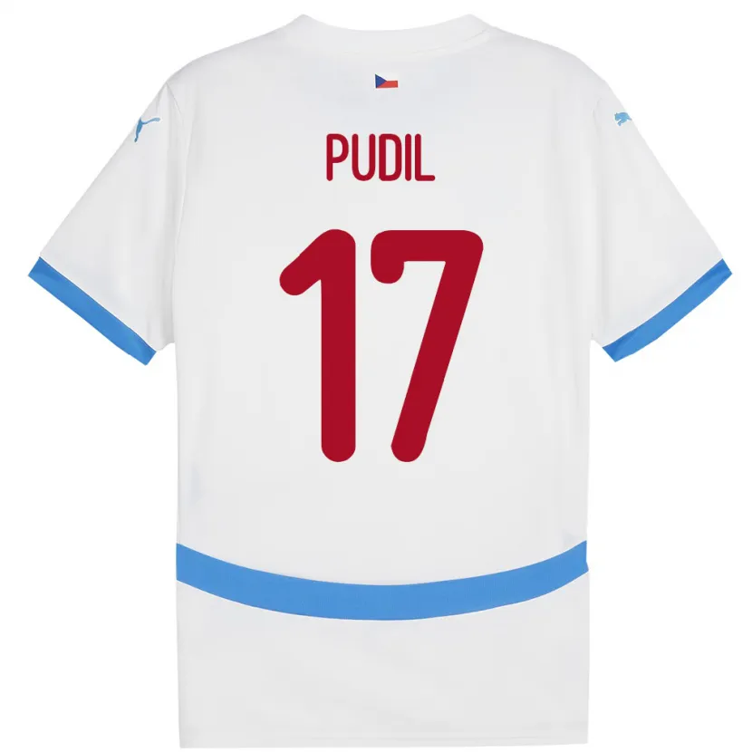 Danxen Uomo Maglia Cechia Milos Pudil #17 Bianco Kit Gara Away 24-26 Maglietta