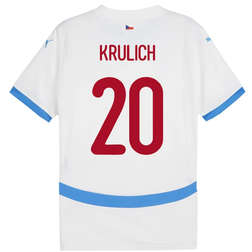 Danxen Uomo Maglia Cechia Matous Krulich #20 Bianco Kit Gara Away 24-26 Maglietta