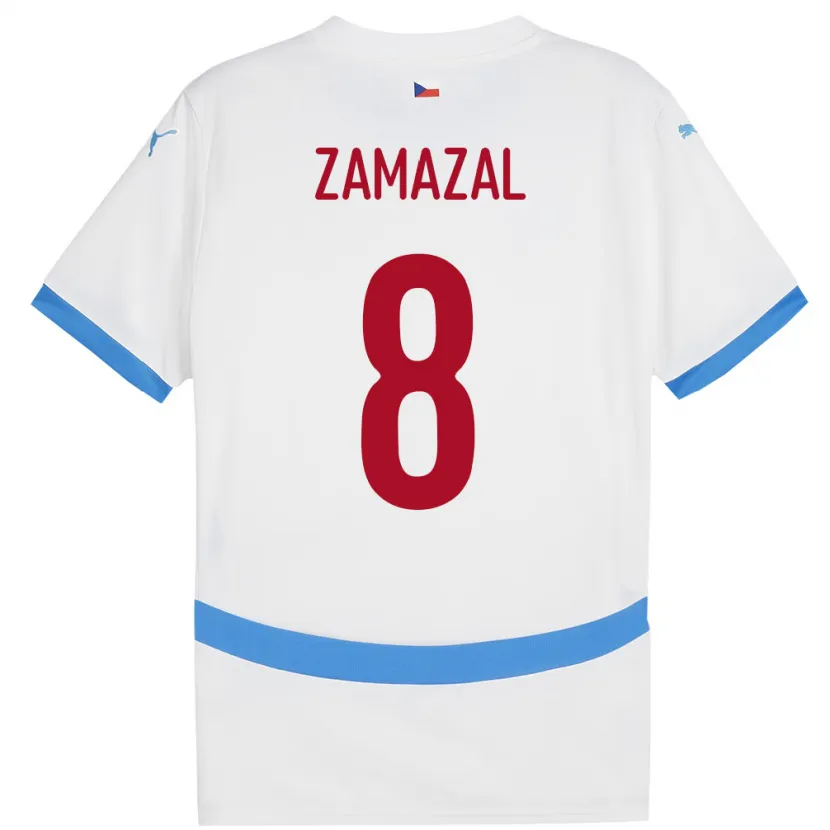 Danxen Uomo Maglia Cechia Denis Zamazal #8 Bianco Kit Gara Away 24-26 Maglietta