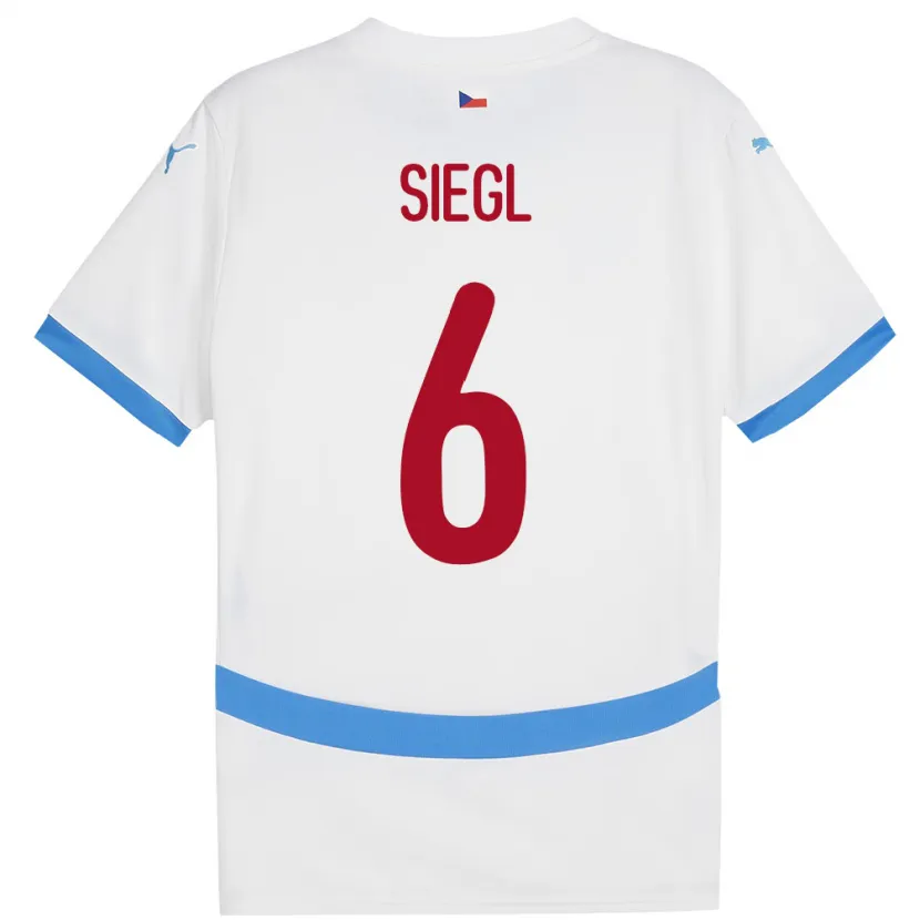 Danxen Uomo Maglia Cechia Patrik Siegl #6 Bianco Kit Gara Away 24-26 Maglietta