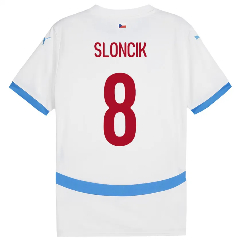 Danxen Uomo Maglia Cechia Simon Sloncik #8 Bianco Kit Gara Away 24-26 Maglietta