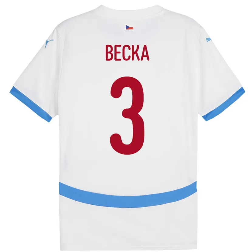 Danxen Uomo Maglia Cechia Patrik Becka #3 Bianco Kit Gara Away 24-26 Maglietta