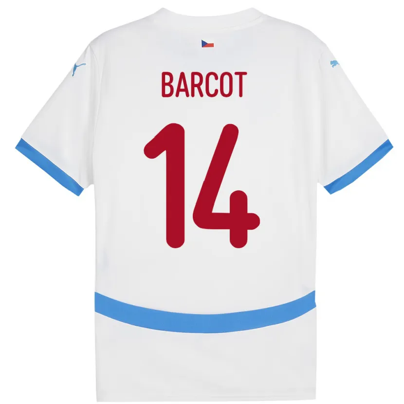 Danxen Uomo Maglia Cechia David Barcot #14 Bianco Kit Gara Away 24-26 Maglietta