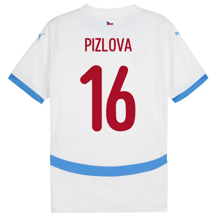 Danxen Uomo Maglia Cechia Ivana Pižlová #16 Bianco Kit Gara Away 24-26 Maglietta
