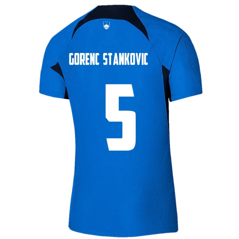 Danxen Uomo Maglia Slovenia Jon Gorenc Stankovic #5 Blu Kit Gara Away 24-26 Maglietta