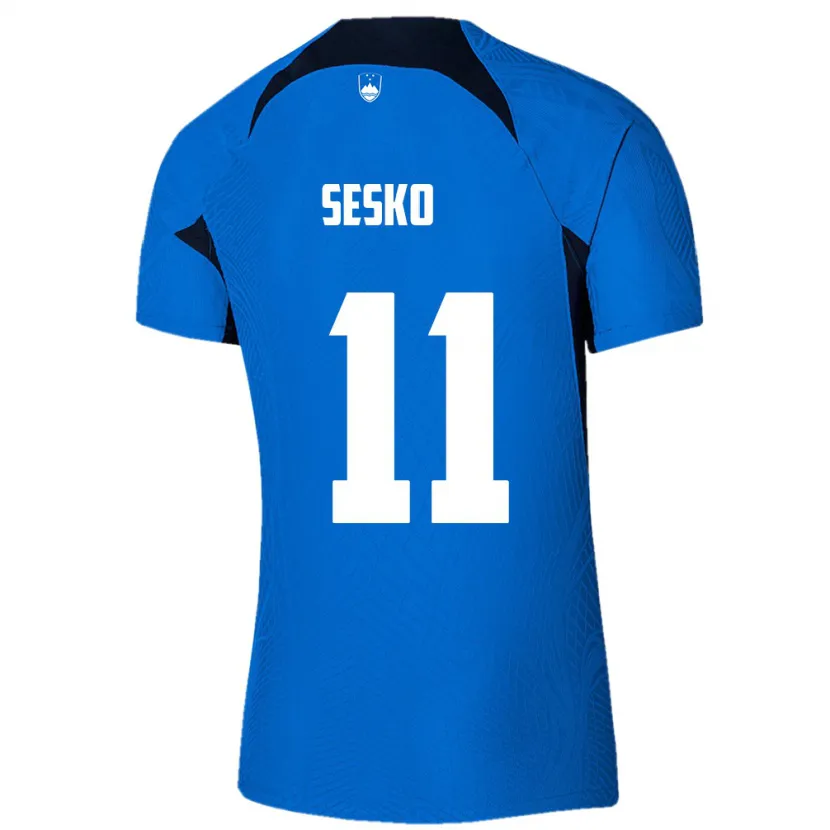 Danxen Uomo Maglia Slovenia Benjamin Sesko #11 Blu Kit Gara Away 24-26 Maglietta