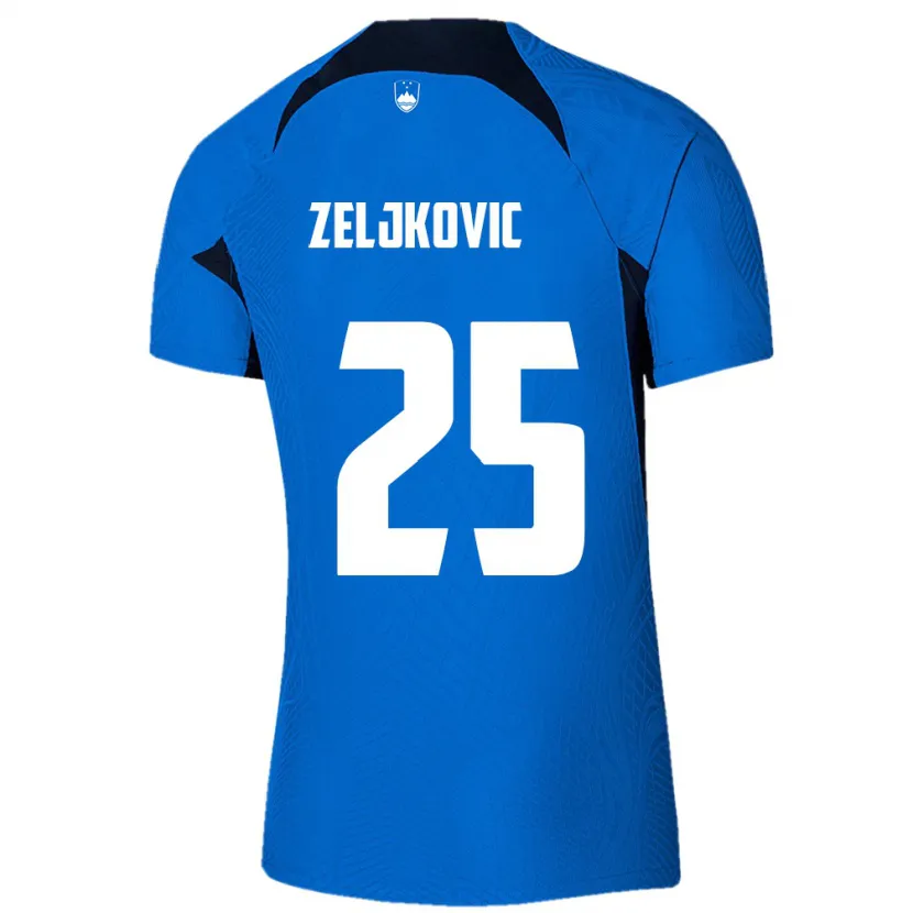 Danxen Uomo Maglia Slovenia Adrian Zeljkovic #25 Blu Kit Gara Away 24-26 Maglietta