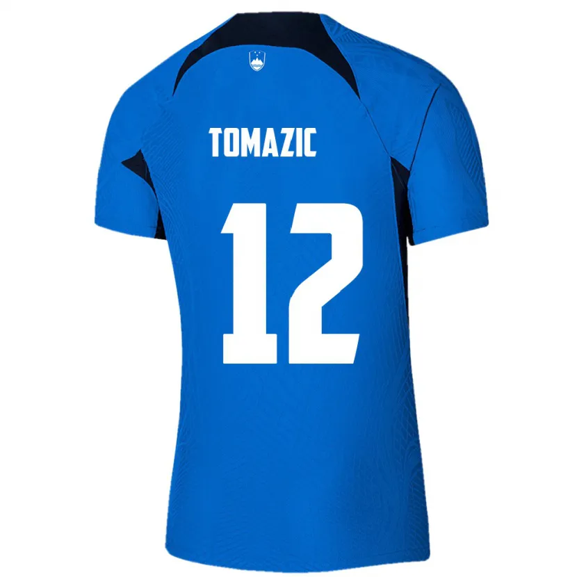 Danxen Uomo Maglia Slovenia Lukas Tomazic #12 Blu Kit Gara Away 24-26 Maglietta