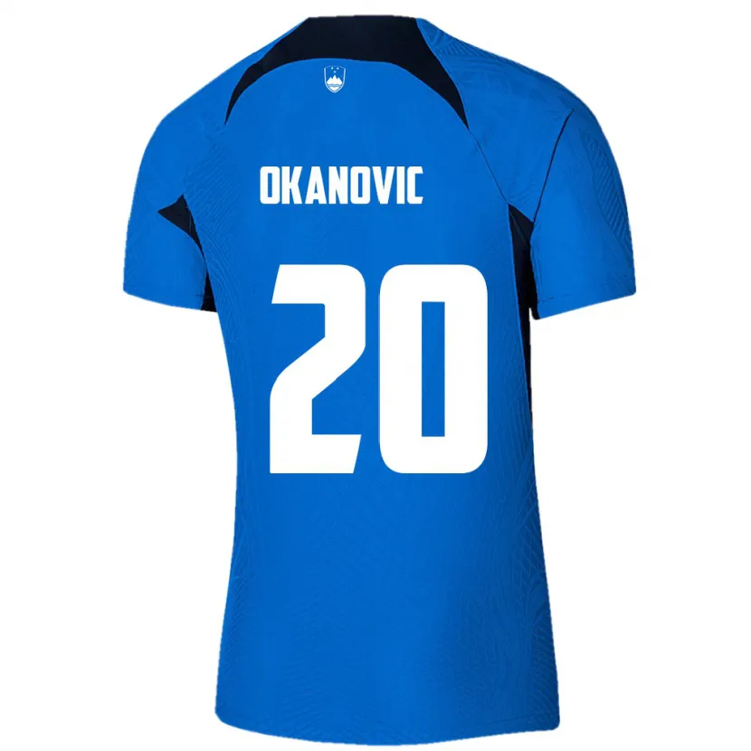 Danxen Uomo Maglia Slovenia Deen Okanovic #20 Blu Kit Gara Away 24-26 Maglietta