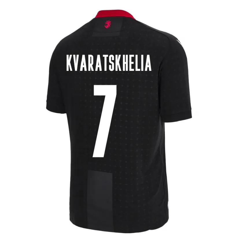 Danxen Uomo Maglia Georgia Khvicha Kvaratskhelia #7 Nero Kit Gara Away 24-26 Maglietta
