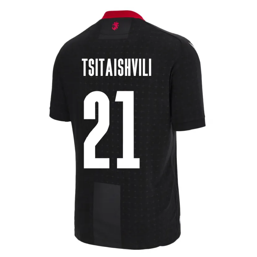 Danxen Uomo Maglia Georgia Georgiy Tsitaishvili #21 Nero Kit Gara Away 24-26 Maglietta