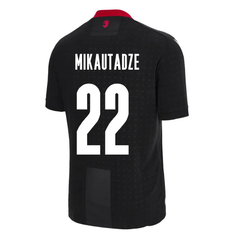 Danxen Uomo Maglia Georgia Georges Mikautadze #22 Nero Kit Gara Away 24-26 Maglietta