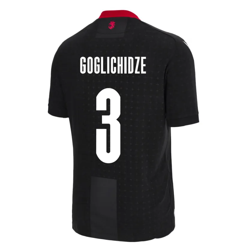 Danxen Uomo Maglia Georgia Saba Goglichidze #3 Nero Kit Gara Away 24-26 Maglietta