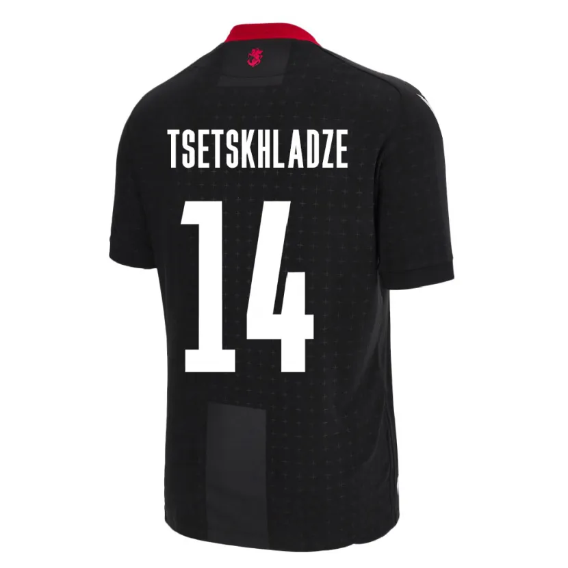 Danxen Uomo Maglia Georgia Nikoloz Tsetskhladze #14 Nero Kit Gara Away 24-26 Maglietta