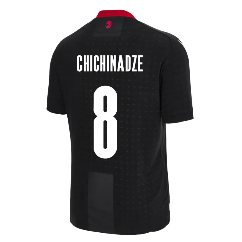Danxen Uomo Maglia Georgia Lela Chichinadze #8 Nero Kit Gara Away 24-26 Maglietta