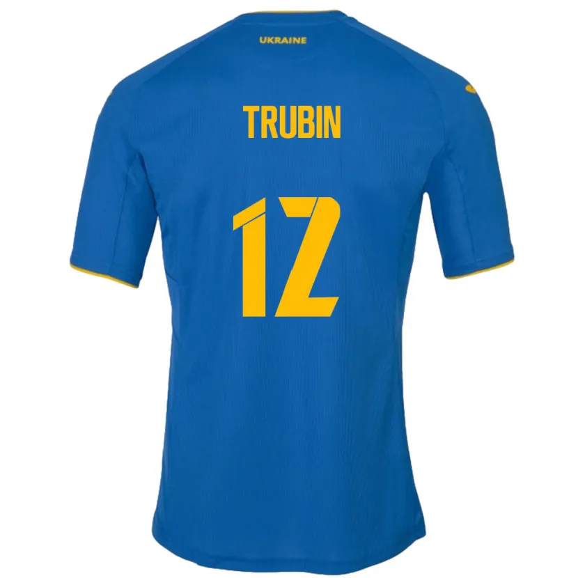 Danxen Uomo Maglia Ucraina Anatoliy Trubin #12 Blu Kit Gara Away 24-26 Maglietta