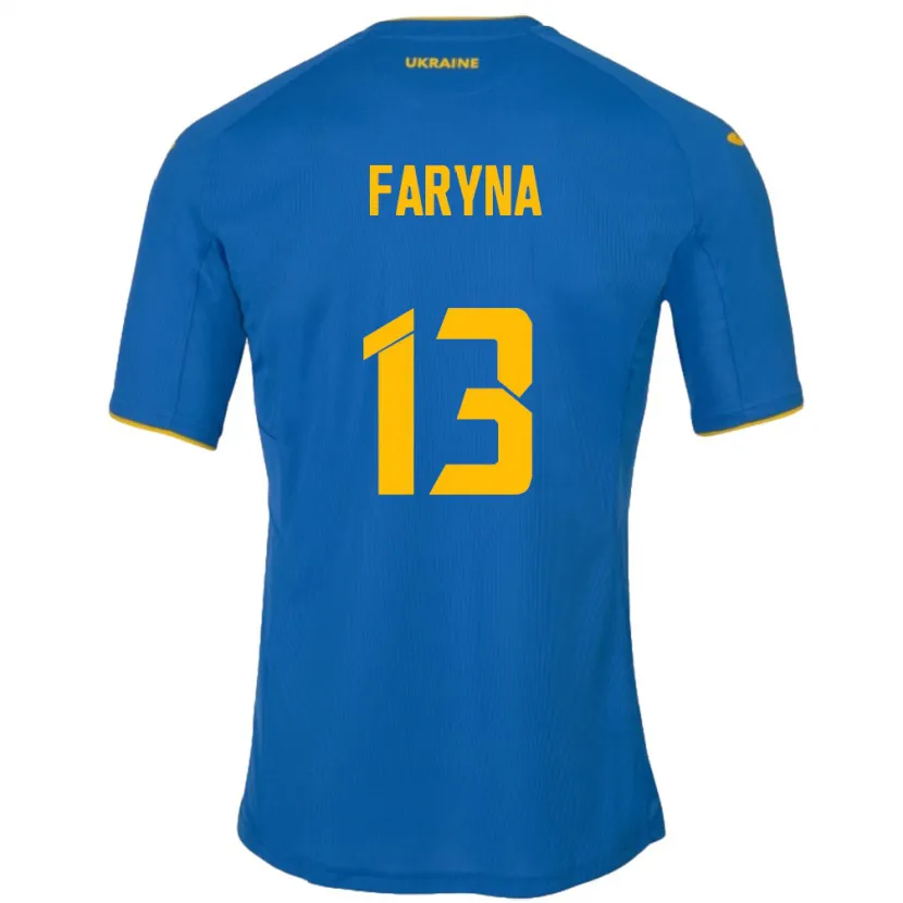 Danxen Uomo Maglia Ucraina Maryan Faryna #13 Blu Kit Gara Away 24-26 Maglietta