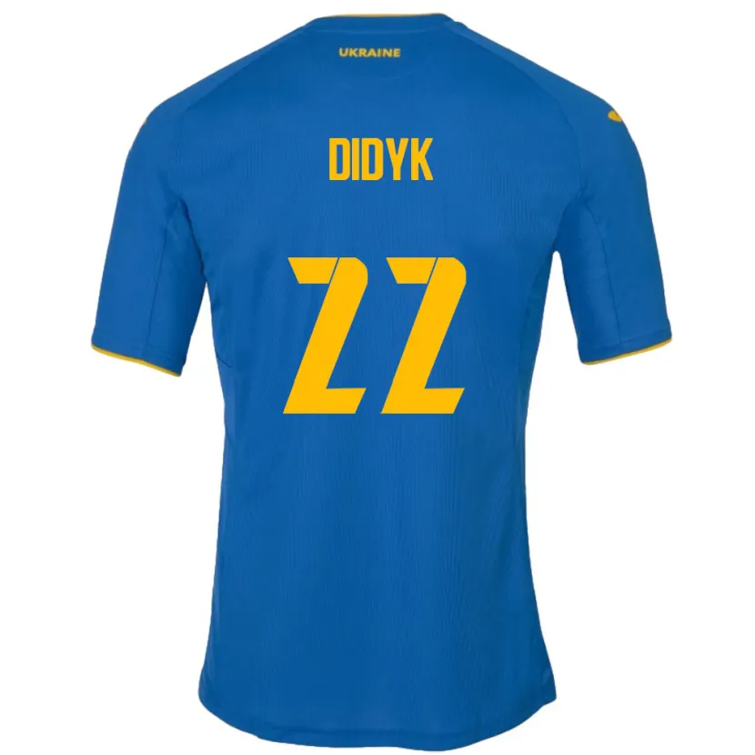Danxen Uomo Maglia Ucraina Roman Didyk #22 Blu Kit Gara Away 24-26 Maglietta