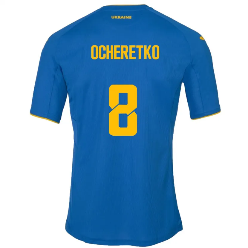 Danxen Uomo Maglia Ucraina Oleg Ocheretko #8 Blu Kit Gara Away 24-26 Maglietta