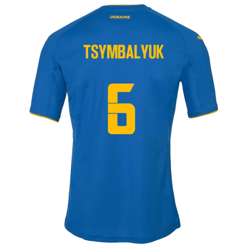 Danxen Uomo Maglia Ucraina Maksym Tsymbalyuk #6 Blu Kit Gara Away 24-26 Maglietta