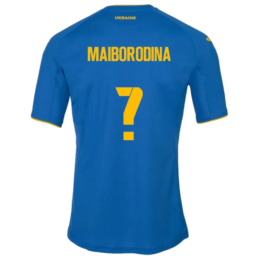 Danxen Uomo Maglia Ucraina Iryna Maiborodina #0 Blu Kit Gara Away 24-26 Maglietta