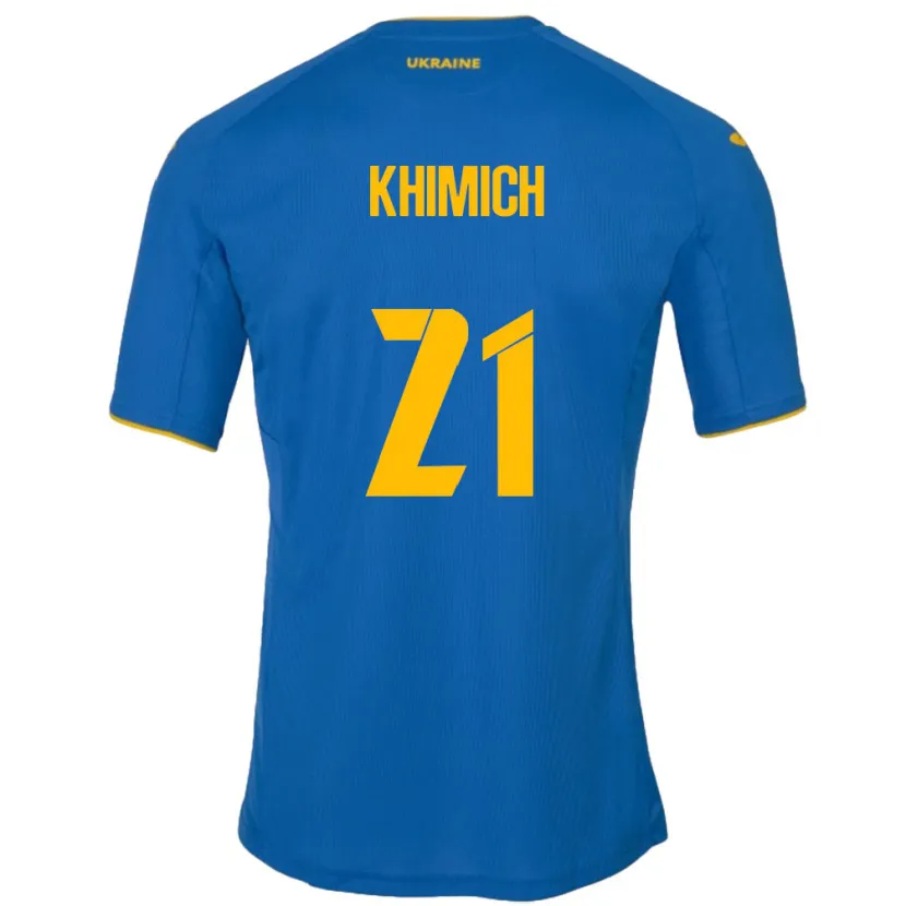 Danxen Uomo Maglia Ucraina Tamila Khimich #21 Blu Kit Gara Away 24-26 Maglietta