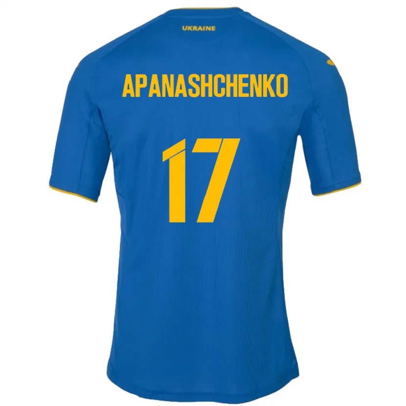 Danxen Uomo Maglia Ucraina Daryna Apanashchenko #17 Blu Kit Gara Away 24-26 Maglietta