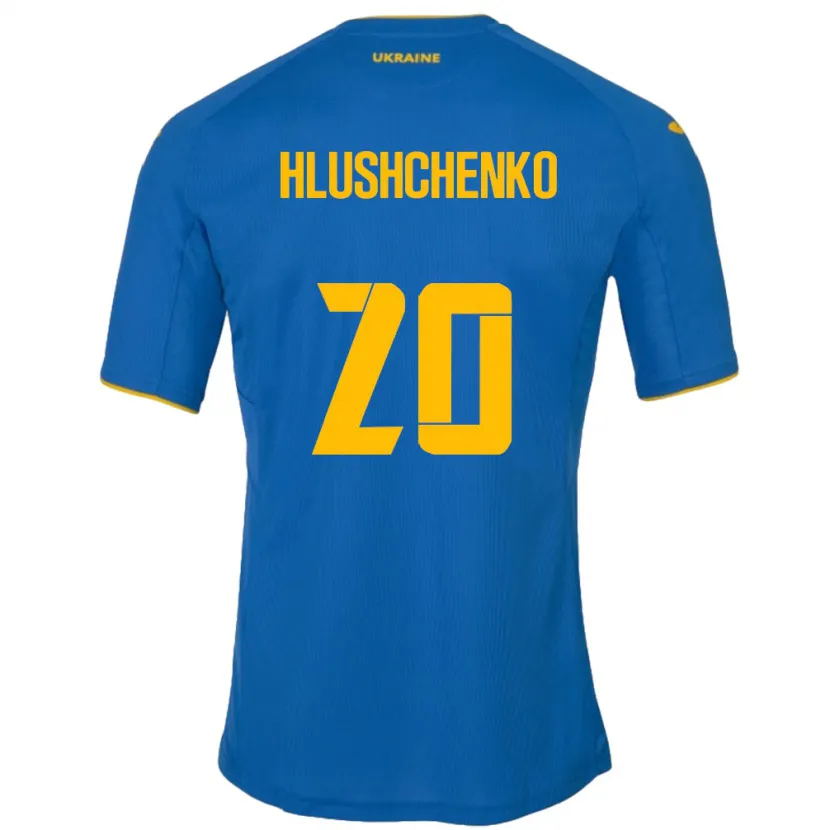 Danxen Uomo Maglia Ucraina Inna Hlushchenko #20 Blu Kit Gara Away 24-26 Maglietta